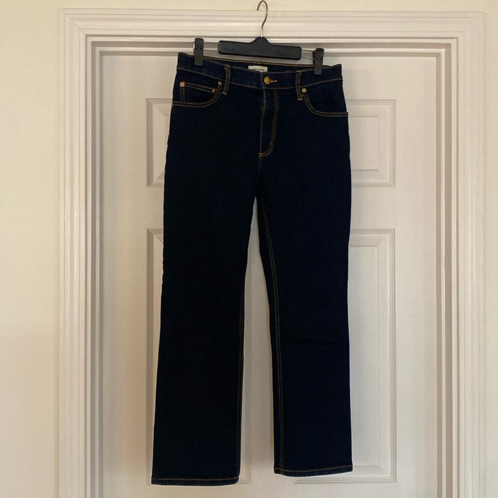 Tory Burch Navy Straight Leg Jeans with Contrast Stitching
